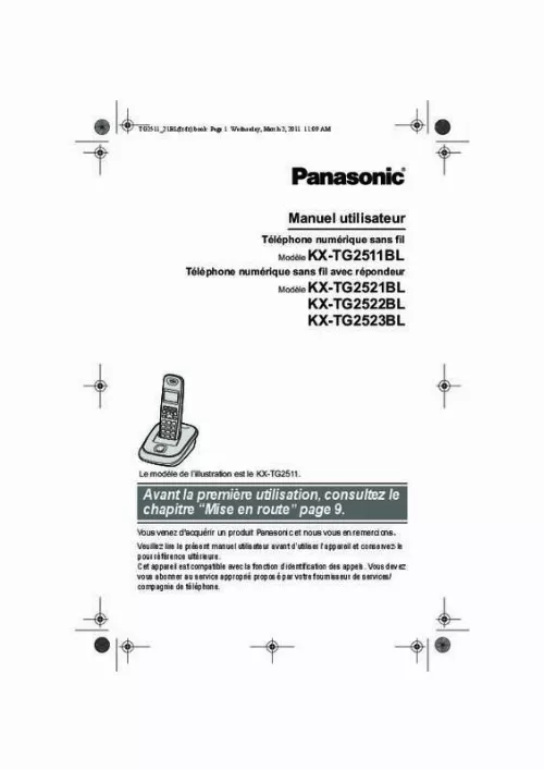Mode d'emploi PANASONIC KX-TG2521BL