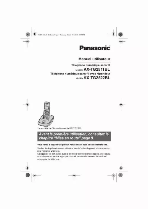 Mode d'emploi PANASONIC KXTG2522BL