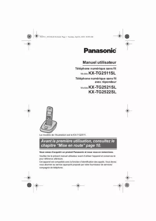 Mode d'emploi PANASONIC KXTG2522SL