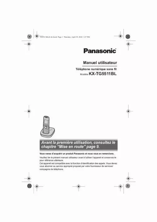 Mode d'emploi PANASONIC KXTG5511BL