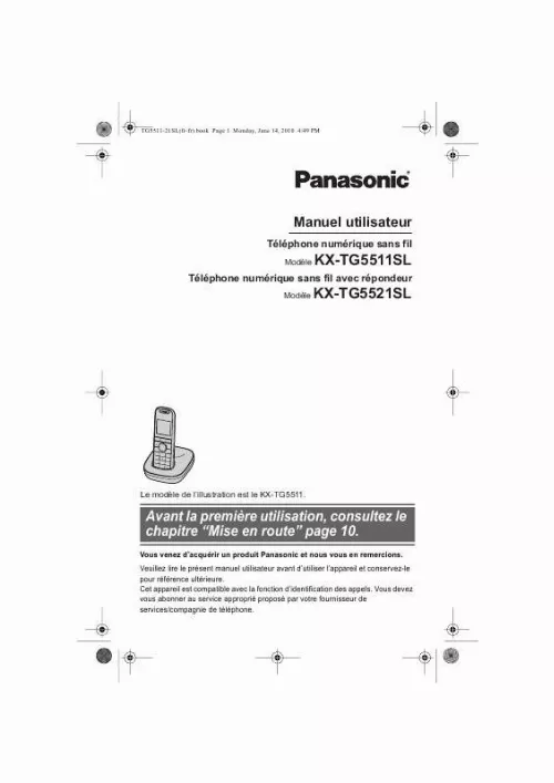 Mode d'emploi PANASONIC KXTG5521SL