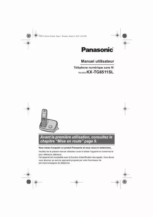 Mode d'emploi PANASONIC KXTG6511SL