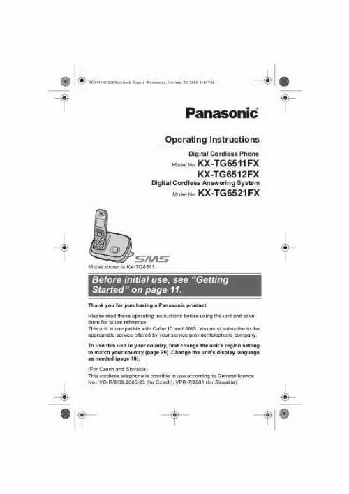 Mode d'emploi PANASONIC KXTG6521FX