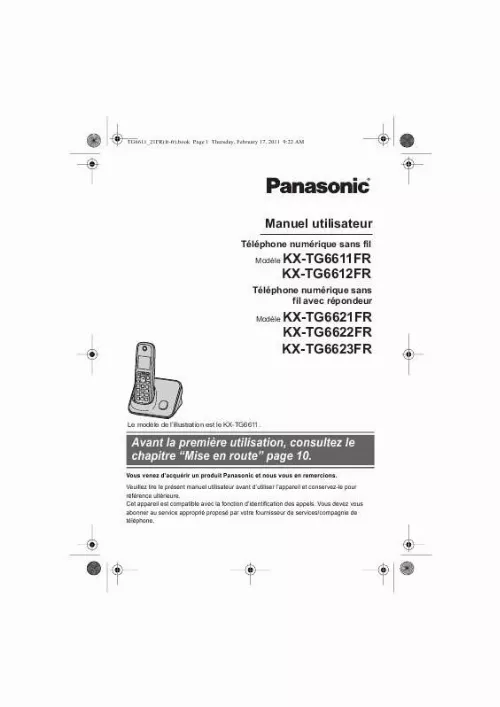 Mode d'emploi PANASONIC KX-TG6611FR