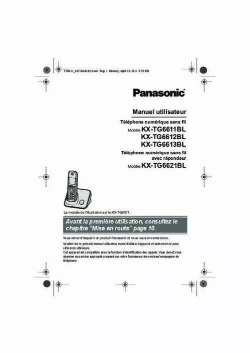 Mode d'emploi PANASONIC KX-TG6613BL