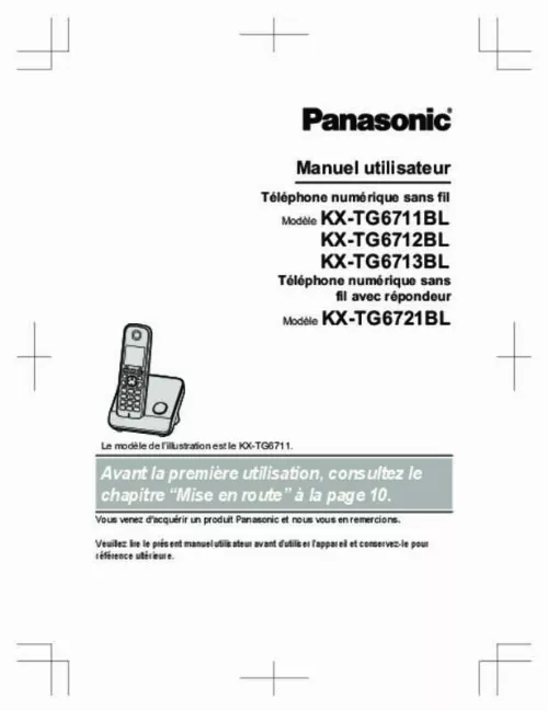 Mode d'emploi PANASONIC KX-TG6721BL