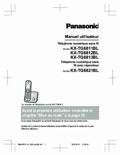 Mode d'emploi PANASONIC KX-TG6811BL