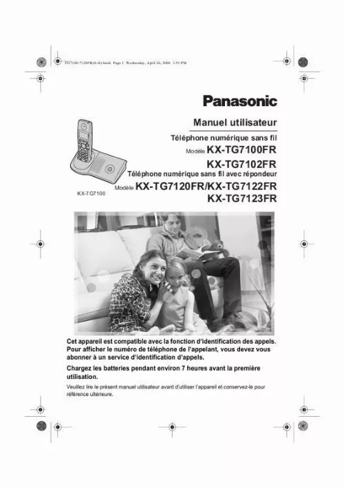 Mode d'emploi PANASONIC KX-TG7100FR