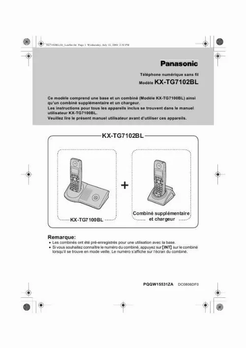 Mode d'emploi PANASONIC KX-TG7102BL