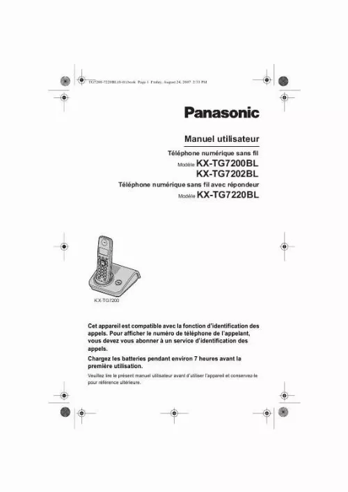 Mode d'emploi PANASONIC KX-TG7200BL