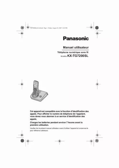 Mode d'emploi PANASONIC KX-TG7200SL