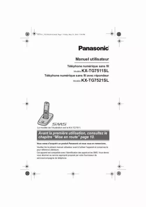 Mode d'emploi PANASONIC KXTG7511SL