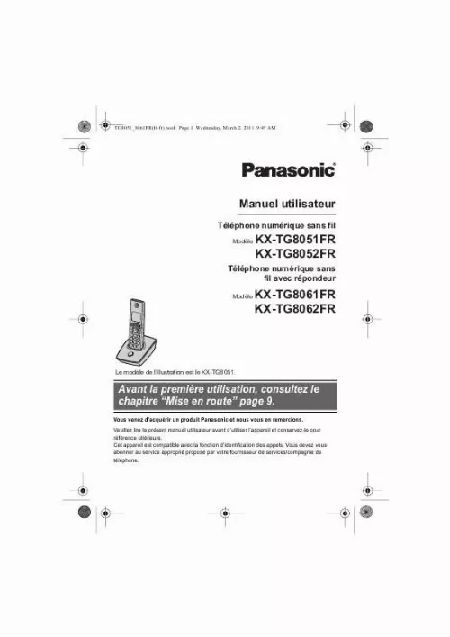 Mode d'emploi PANASONIC KX-TG8051FR