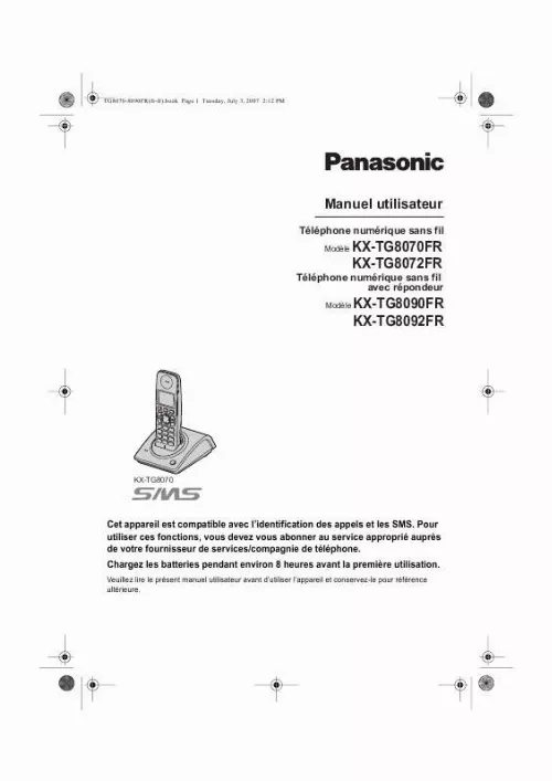 Mode d'emploi PANASONIC KX-TG8070FR