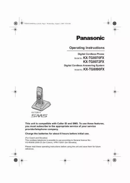 Mode d'emploi PANASONIC KXTG8090FX