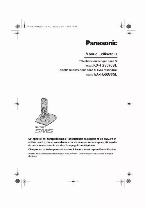 Mode d'emploi PANASONIC KX-TG8090SL