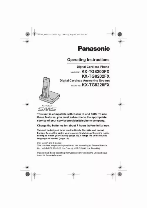 Mode d'emploi PANASONIC KXTG8220FX