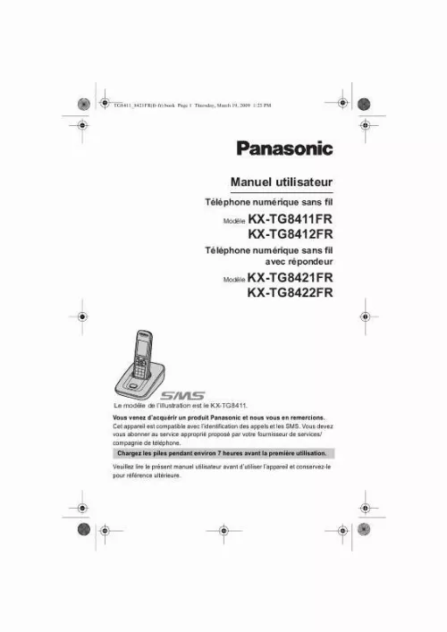 Mode d'emploi PANASONIC KX-TG8412FR