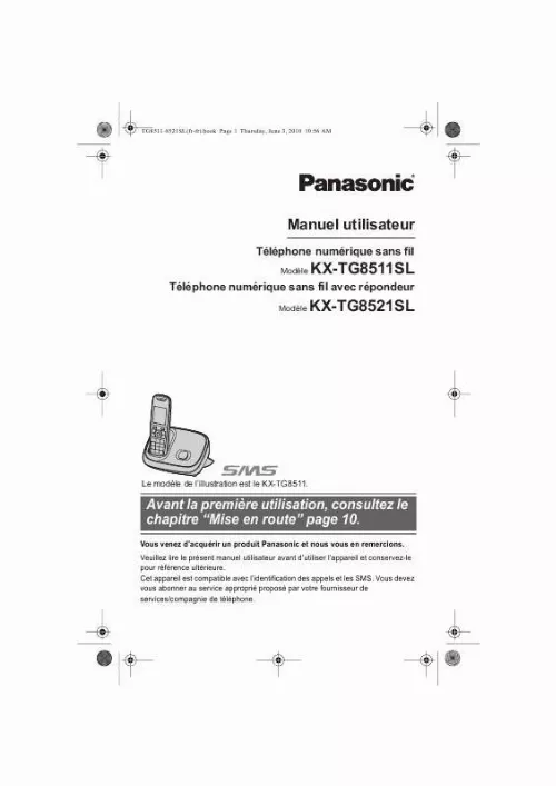 Mode d'emploi PANASONIC KXTG8521SL