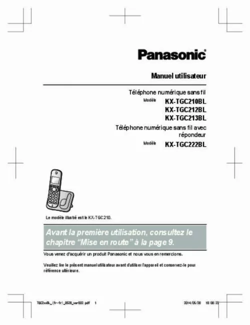 Mode d'emploi PANASONIC KX-TGC212BL