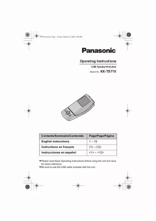 Mode d'emploi PANASONIC KX-TS710