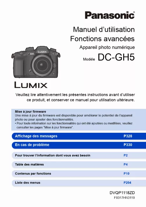 Mode d'emploi PANASONIC LUMIX DC-GH5M2E