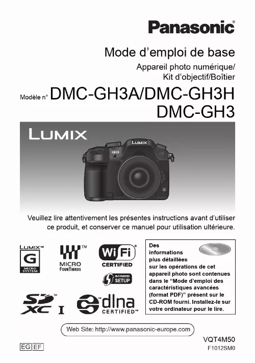 Mode d'emploi PANASONIC LUMIX DMC-GH3H