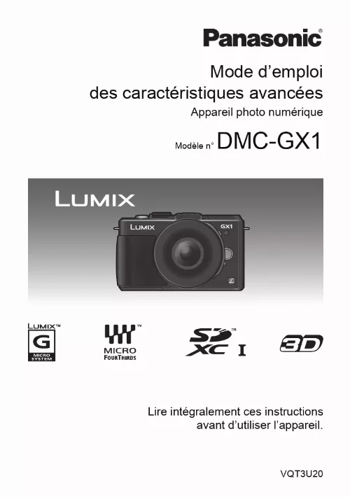 Mode d'emploi PANASONIC LUMIX DMC-GX1