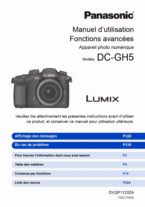 Mode d'emploi PANASONIC LUMIX GH5