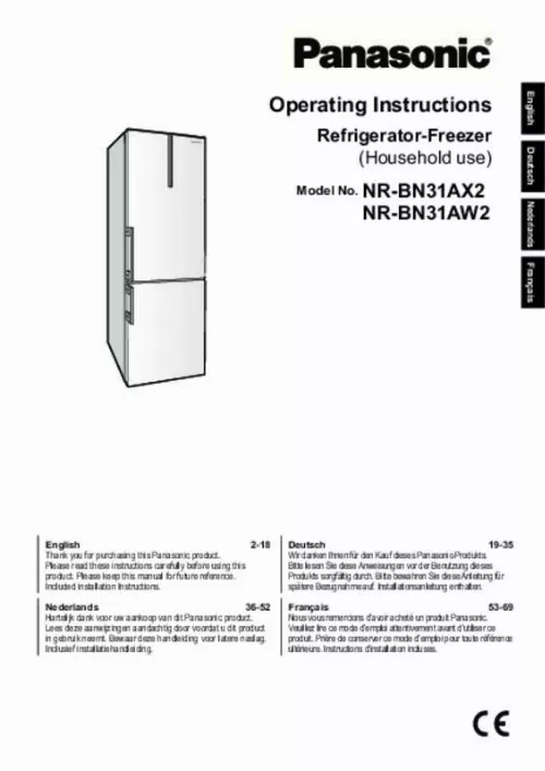 Mode d'emploi PANASONIC NR-BN31AW2-E & NRBN31AW2