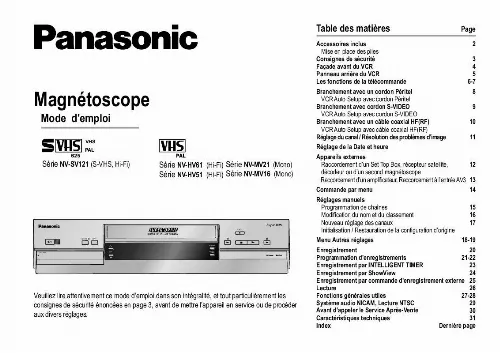 Mode d'emploi PANASONIC NV-HV51