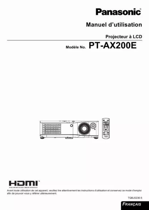 Mode d'emploi PANASONIC PT-AX200E