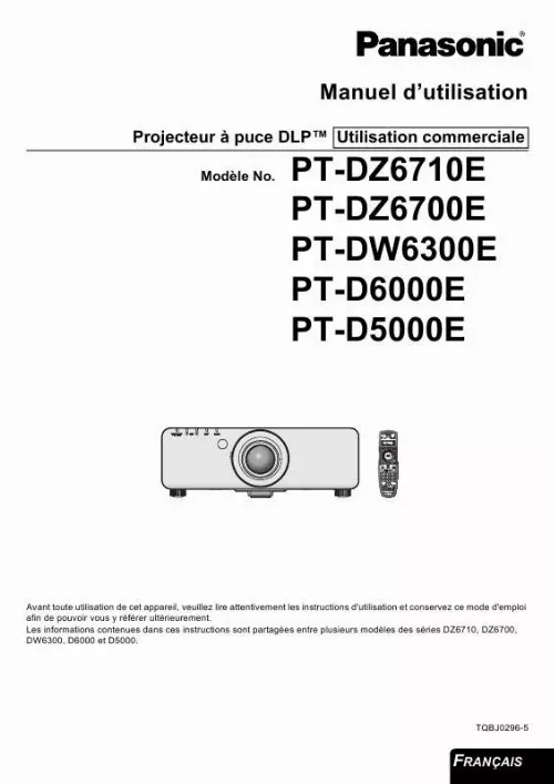 Mode d'emploi PANASONIC PT-DW6300E