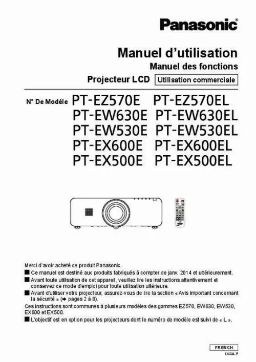 Mode d'emploi PANASONIC PTEX500