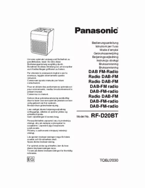 Mode d'emploi PANASONIC RF-D20BTEG