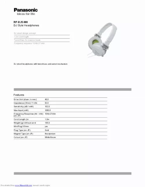 Mode d'emploi PANASONIC RP DJS400