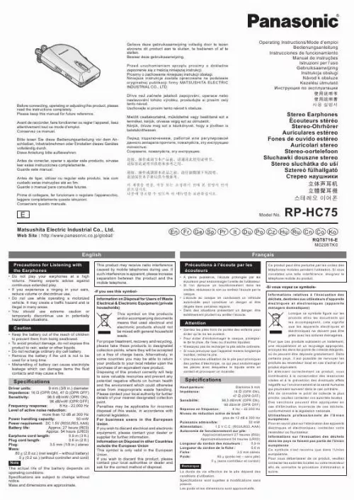 Mode d'emploi PANASONIC RP-HC75