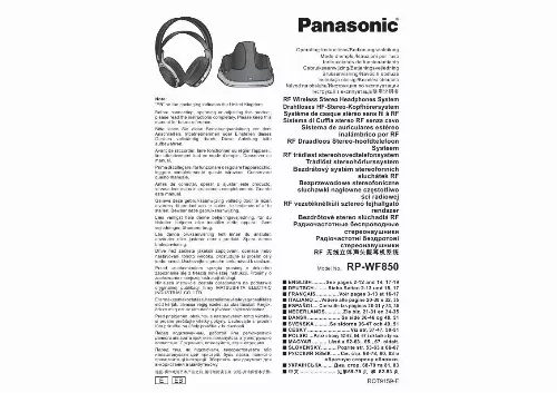 Mode d'emploi PANASONIC RP-WF850