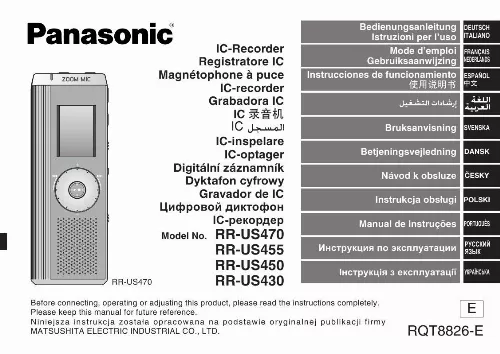 Mode d'emploi PANASONIC RR-US430