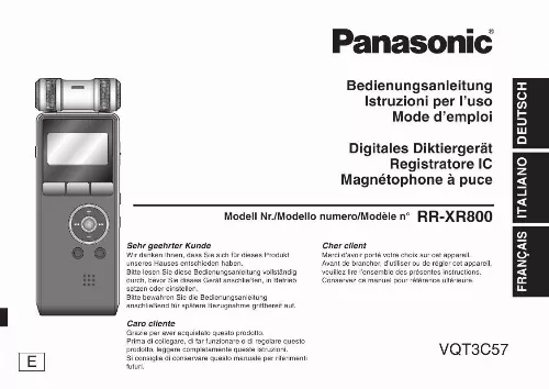 Mode d'emploi PANASONIC RR-XR800E