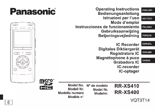 Mode d'emploi PANASONIC RR-XS400