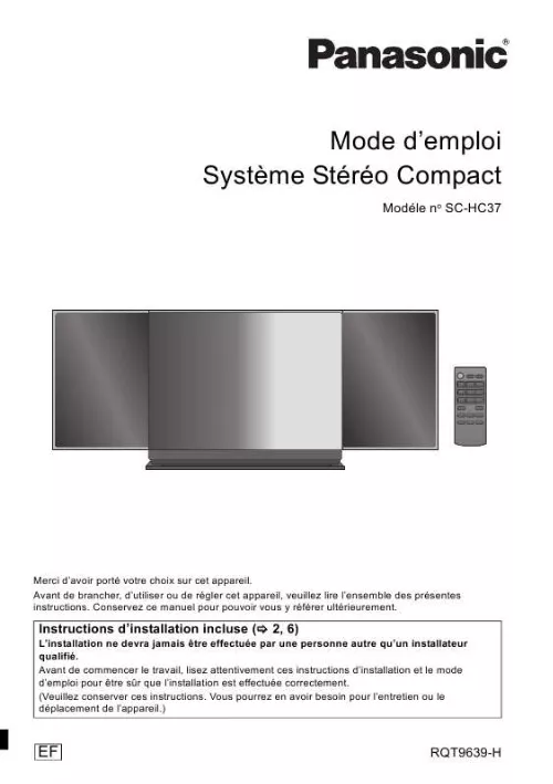 Mode d'emploi PANASONIC SC-HC37