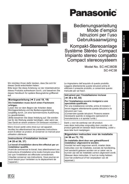 Mode d'emploi PANASONIC SC-HC38EG