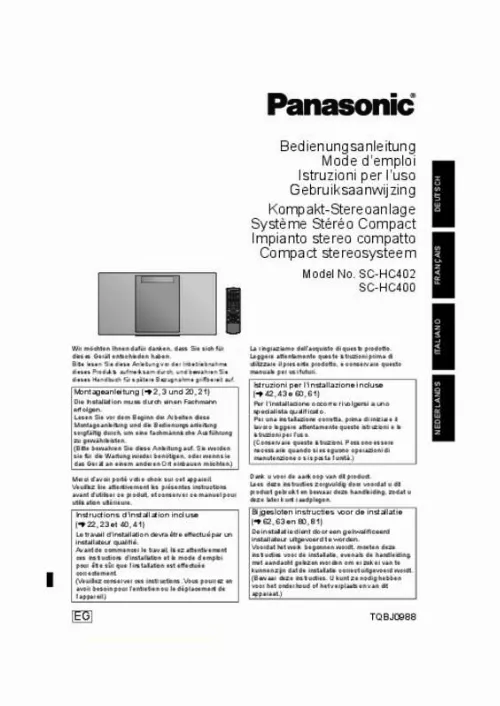 Mode d'emploi PANASONIC SC-HC400EG