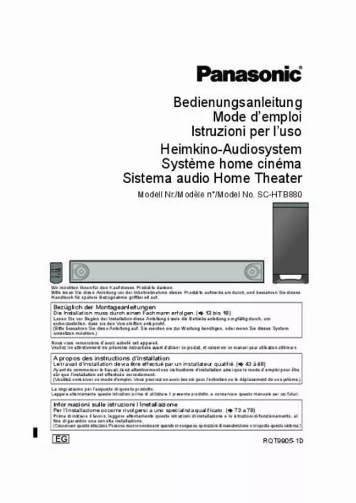 Mode d'emploi PANASONIC SC-HTB880EG