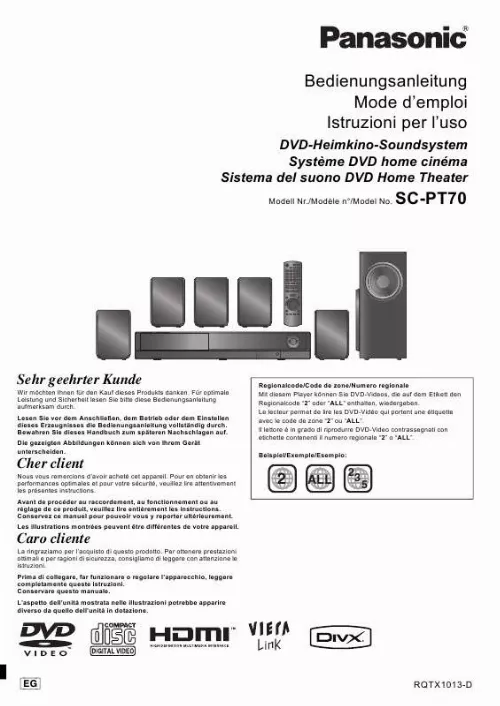 Mode d'emploi PANASONIC SC-PT70