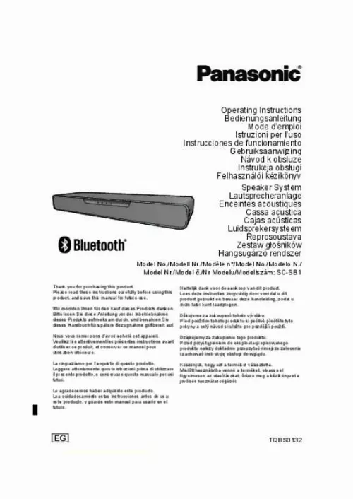 Mode d'emploi PANASONIC SC-SB1EG