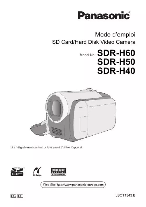 Mode d'emploi PANASONIC SDR-H40