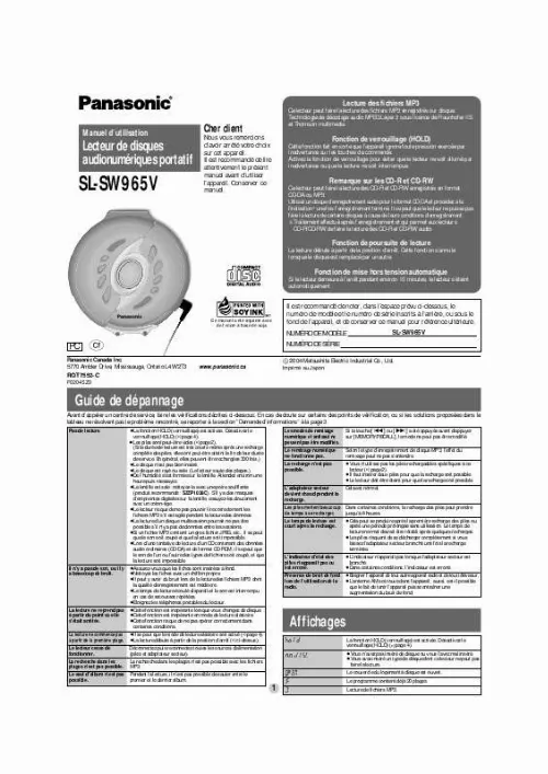 Mode d'emploi PANASONIC SL-SW965V