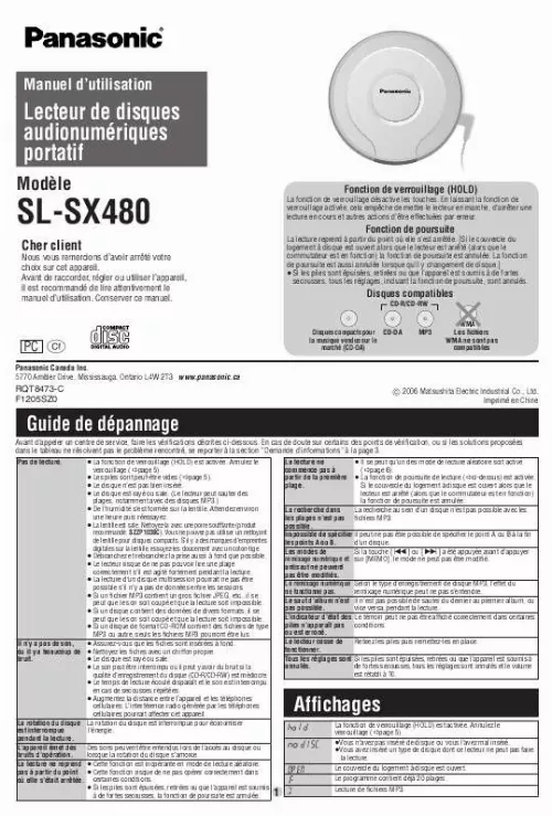 Mode d'emploi PANASONIC SL-SX480